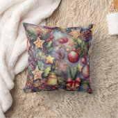 水彩パープルクリスマスモチーフ クッション (ブランケット)