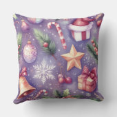 水彩パープルクリスマスモチーフ クッション (裏面)