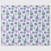 水彩パープルグリーンフェスティバル格言クリスマス ラッピングペーパー (フラット)