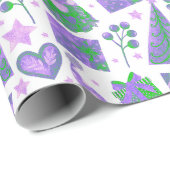 水彩パープルグリーンフェスティバル格言クリスマス ラッピングペーパー (ロールコーナー)