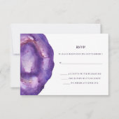 水彩パープルゲードウェディングRSVP 出欠カード (正面)