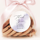 水彩パープルサンキュー結婚式の引き出物シール ラウンドシール