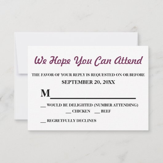 水彩パープルジャスミンウェディングRSVP 出欠カード (正面)