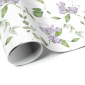 水彩パープルスイートピーの花 ラッピングペーパー (ロールコーナー)