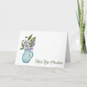 水彩パープルスイートピーフラワーノートカード ノートカード (正面)