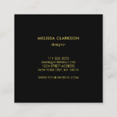 水彩パープルスプラッシュブラック金ゴールドプロフェッショナル スクエア名刺 (裏面)