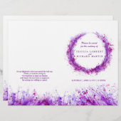 水彩パープルスプラッシュリースウェディングプログラム (正面/裏面)