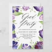 水彩パープルチューリップフローラフレーム卒業 招待状 (正面)