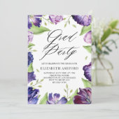 水彩パープルチューリップフローラフレーム卒業 招待状 (スタンド正面)