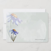 水彩パープルデイジー素朴ス結婚セージグリーン 招待状 (裏面)