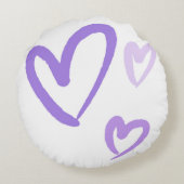水彩パープルハート円枕 ラウンドクッション (裏面)