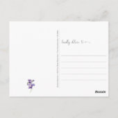 水彩パープルバイオレットの花輪を思いうかべる詩 ポストカード (裏面)