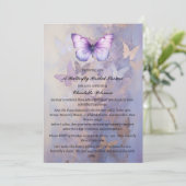 水彩パープルバタフライブライダルシャワー 招待状 (スタンド正面)