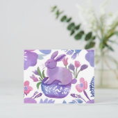 水彩パープルバニー春の花 シーズンポストカード (スタンド正面)