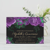 水彩パープルバラキンセアニェラ 招待状 (スタンド正面)