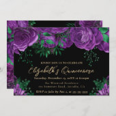 水彩パープルバラキンセアニェラ 招待状 (正面/裏面)