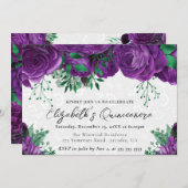 水彩パープルバラキンセアニェラ 招待状 (正面/裏面)