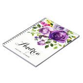 水彩パープルバラ植物学パーソナライズされた ノートブック (左側)