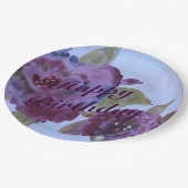 水彩パープルバラ紙プレート ペーパープレート (アングル)