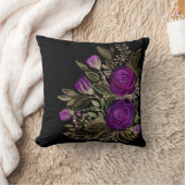 水彩パープルバラ クッション (ブランケット)