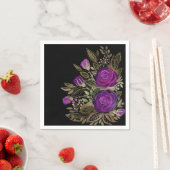 水彩パープルバラ スタンダードカクテルナプキン (インサイチュ)