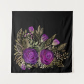 水彩パープルバラ タペストリー (正面(横))