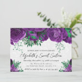 水彩パープルバラSweet sixteen 招待状 (スタンド正面)