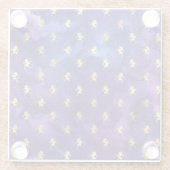 水彩パープルパターンと金ゴールドユニコーン ガラスコースター (裏面)