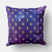 水彩パープルパターンと金ゴールドユニコーン クッション (裏面)
