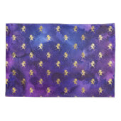 水彩パープルパターンと金ゴールドユニコーン 枕カバー (裏面)