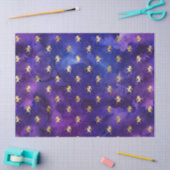 水彩パープルパターンと金ゴールドユニコーン 薄葉紙 (クラフト)