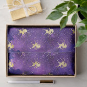 水彩パープルパターンと金ゴールドユニコーン 薄葉紙 (ギフト)