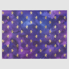 水彩パープルパターンと金ゴールドユニコーン 薄葉紙