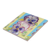 水彩パープルパンシーパンジーフローラ タイル (側面)