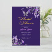 水彩パープルピンクのワイルドフローラブライダルシャワー 招待状 (スタンド正面)