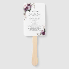 水彩パープルピンクの花結婚式 プログラム ハンドファン