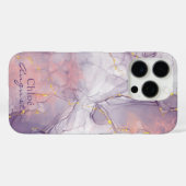 水彩パープルピンクアルコールインク金ゴールドグリッターC Case-Mate iPhoneケース (裏面 (横))