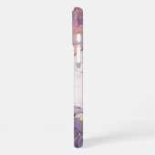 水彩パープルピンクアルコールインク金ゴールドグリッターC iPhoneケース (左側面)