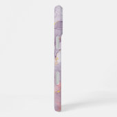 水彩パープルピンクアルコールインク金ゴールドグリッターC iPhoneケース (右側面)