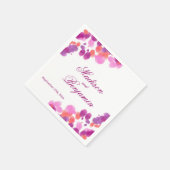 水彩パープルピンクコーラル結婚ズナプキン スタンダードカクテルナプキン (角)