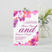水彩パープルピンクサンゴ結婚式招待状 招待状 (スタンド正面)