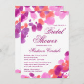 水彩パープルピンクブライダルシャワー招待状 招待状 (正面/裏面)