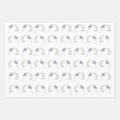 水彩パープルピンク花フローラ葉ボホー ラッピングペーパーシート (正面3)