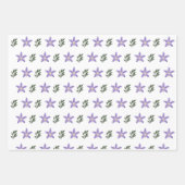 水彩パープルピンク花フローラ葉ボホー ラッピングペーパーシート (正面3)