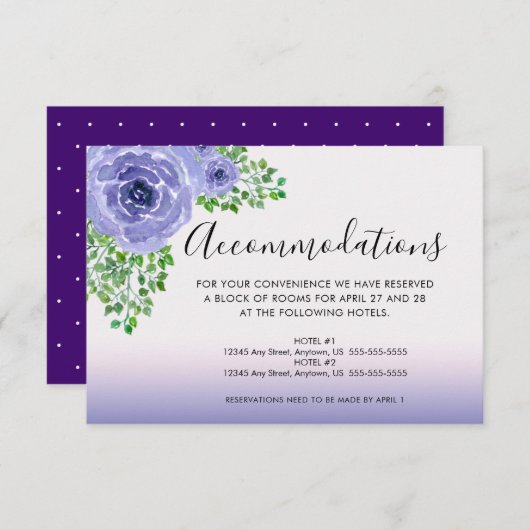水彩パープルフラワーズアコモデーション詳細 エンクロージャーカード (正面/裏面)
