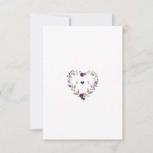 水彩パープルフラワーズソングリクエス結婚ト 出欠カード (裏面)