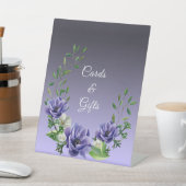 水彩パープルフラワーズテーブルトップシンボルや象徴 台座サイン (インサイチュ)