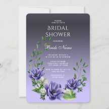 水彩パープルフラワーズブライダルシャワー