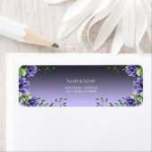 水彩パープルフラワーズ差出人住所ラベル ラベル (インサイチュ)