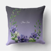 水彩パープルフラワーズ装飾用クッション クッション (裏面)